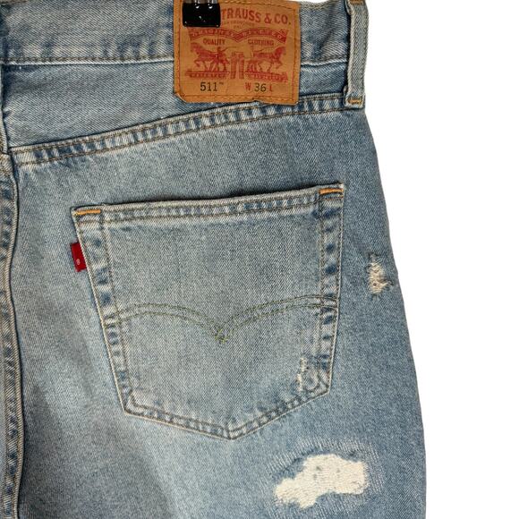 Levi's Men 511 Slim Fit Cut Off Shorts Gummy Bears Distressed Ripped 36 - Picture 5 of 11